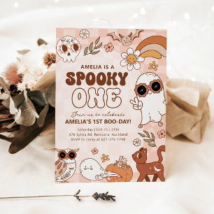 Retro Spooky One Halloween Verjaardag Uitnodiging