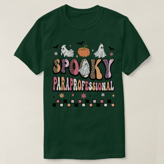 Retro Spooky Paraprofessional Cute Ghost Teacher H T-shirt (Design voorkant)