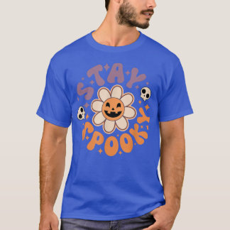 Retro Spooky Season Creepy Flower Spooky Vibes Hal T-shirt