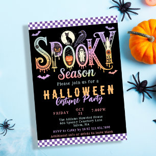 Retro Spooky Seizoen Pastel Halloween Kostuumfeest Kaart