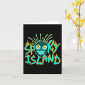 Retro Spooky Skull Funny Halloween 2 Sided Kaart (Gele Bloem)