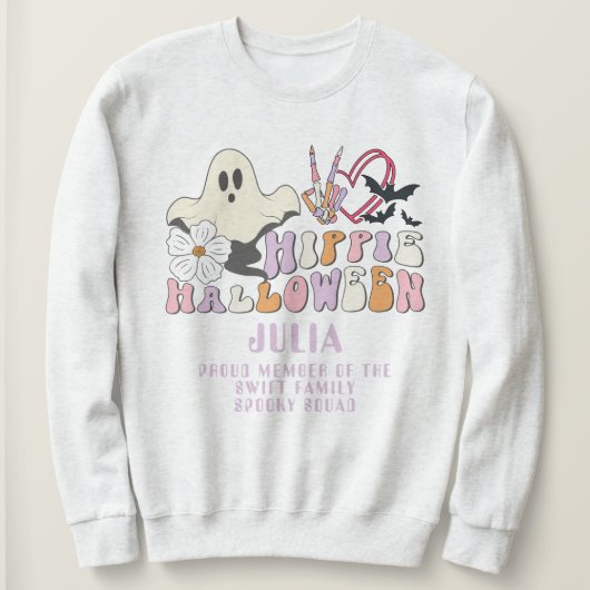Retro Spooky Squad Vrede Liefde Hippie Halloween Trui (Design voorkant)