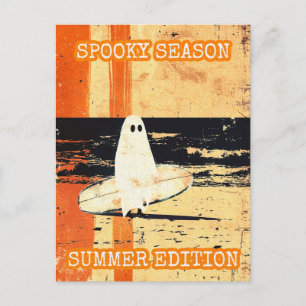 Retro Spooky Summer Gothic Ghost met Surfboard Briefkaart
