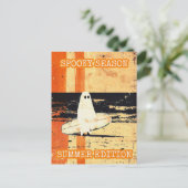 Retro Spooky Summer Gothic Ghost met Surfboard Briefkaart (Staand voorkant)