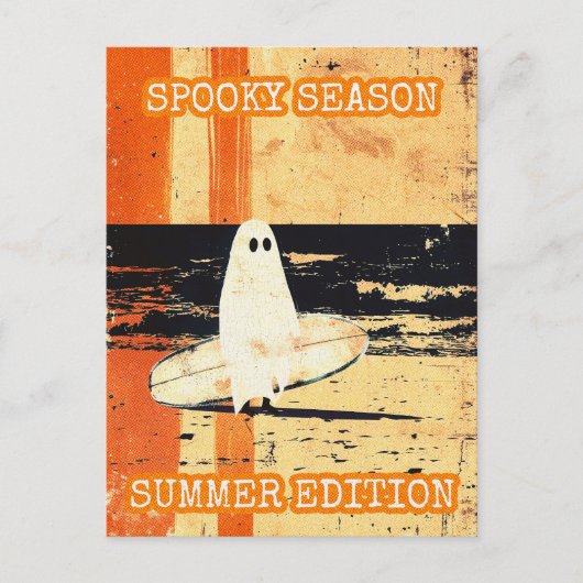 Retro Spooky Summer Gothic Ghost met Surfboard Briefkaart (Voorkant)