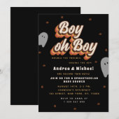 Retro Spooky Twins Ghosts Halloween Baby shower Kaart (Voorkant / Achterkant)