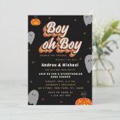 Retro Spooky Twins Halloween Ghosts Baby shower Kaart (Staand voorkant)