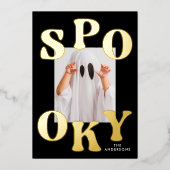 Retro Spooky Typografie Foto Halloween Folie Feestdagenkaart (Voorkant)