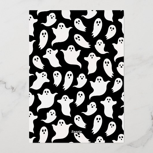 Retro Spooky Typografie Foto Halloween Folie Feestdagenkaart (Achterkant)