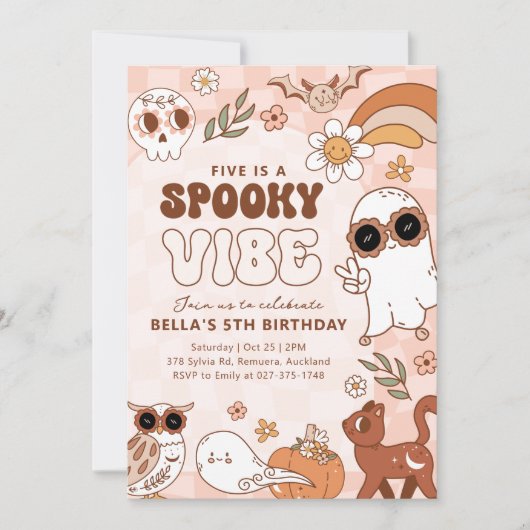 Retro Spooky vibe Halloween Verjaardag Uitnodiging (Voorkant)