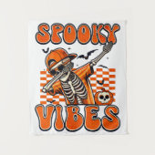 Retro Spooky Vibes Dabbing Skeleton Halloween Wandkleed (Voorkant)