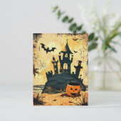 Retro Spooky Zomer Gothic Halloween Strand Briefkaart (Staand voorkant)