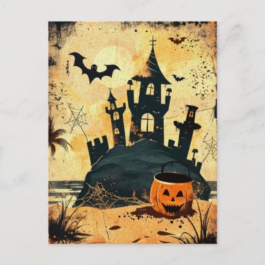 Retro Spooky Zomer Gothic Halloween Strand Briefkaart (Voorkant)