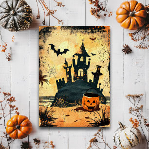 Retro Spooky Zomer Gothic Halloween Strand Briefkaart