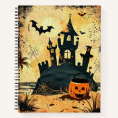 Retro Spooky Zomer Gothic Halloween Strand Notitieboek (Voorkant)