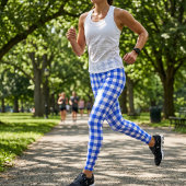 Retro Sport Chic Blauw Geruit Leggings
