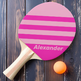 Retro Sport Roze Lucht Dubbele Strepen met Naam Tafeltennisbatje