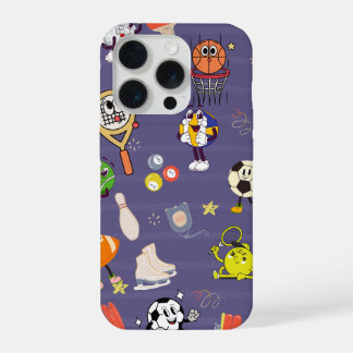 Retro Sport Squad: Vintage Cartoon Atletiek iPhone 15 Pro Case