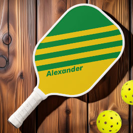 Retro Sport Tropische Banaan Strepen met Naam Pickleball Paddle