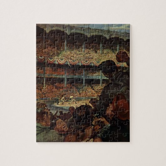 Retro sportfans in een honkbalstadion legpuzzel (Verticaal)