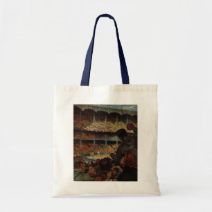 Retro sportfans in een honkbalstadion tote bag