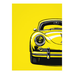 Retro sportwagen voor popart gele illustratie foto afdruk