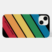 Retro Sporty streept regenboog met zwarte naam Case-Mate iPhone Case (Achterkant (horizontaal))
