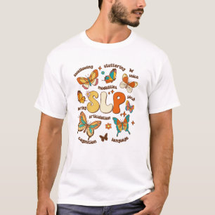 Retro Spraaktherapie Vlinder Spraaktaal Pat T-shirt
