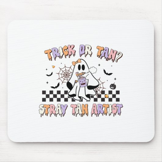 Retro Spray Tan Artist Halloween Ghosts Sunless Ta Muismat (Voorkant)