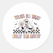 Retro Spray Tan Artist Halloween Ghosts Sunless Ta Ronde Sticker (Voorkant)