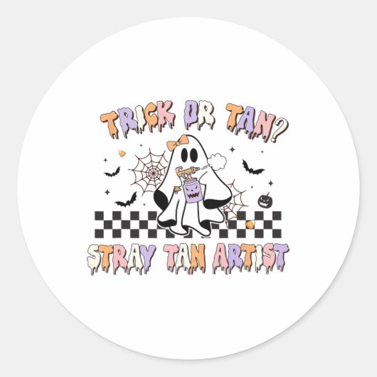 Retro Spray Tan Artist Halloween Ghosts Sunless Ta Ronde Sticker (Voorkant)