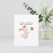 Retro Spring Bunny with Tulip Graphic Tee Briefkaart (Staand voorkant)