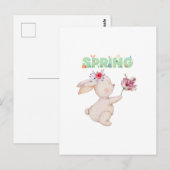 Retro Spring Bunny with Tulip Graphic Tee Briefkaart (Voorkant / Achterkant)
