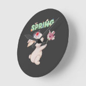 Retro Spring Bunny with Tulip Graphic Tee Ronde Klok (Hoek)
