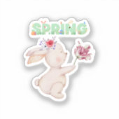 Retro Spring Bunny with Tulip Graphic Tee Sticker (Voorkant)