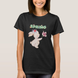 Retro Spring Bunny with Tulip Graphic Tee T-shirt