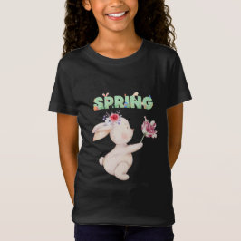 Retro Spring Bunny with Tulip Graphic Tee T-shirt