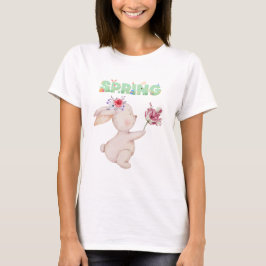Retro Spring Bunny with Tulip Graphic Tee T-shirt