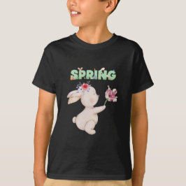 Retro Spring Bunny with Tulip Graphic Tee T-shirt