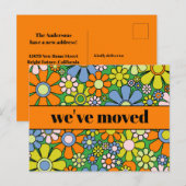 Retro Spring Floral - Nieuw adres / we hebben ons  Briefkaart (Voorkant / Achterkant)