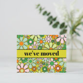 Retro Spring Floral - Nieuw adres / we hebben ons  Briefkaart (Staand voorkant)