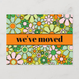 Retro Spring Floral - Nieuw adres / we hebben ons Briefkaart