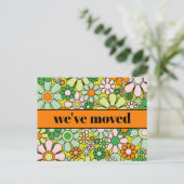 Retro Spring Floral - Nieuw adres / we hebben ons  Briefkaart (Staand voorkant)