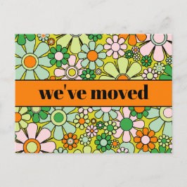 Retro Spring Floral - Nieuw adres / we hebben ons Briefkaart