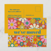 Retro Spring Floral - Nieuw adres / we hebben ons Briefkaart (Voorkant / Achterkant)