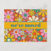 Retro Spring Floral - Nieuw adres / we hebben ons  Briefkaart (Voorkant)