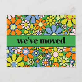 Retro Spring Floral - Nieuw adres / we hebben ons Briefkaart