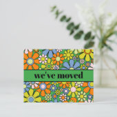 Retro Spring Floral - Nieuw adres / we hebben ons Briefkaart (Staand voorkant)