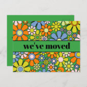 Retro Spring Floral - Nieuw adres / we hebben ons Briefkaart (Voorkant / Achterkant)