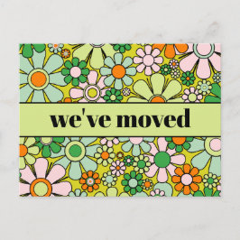 Retro Spring Floral - Nieuw adres / we hebben ons Briefkaart